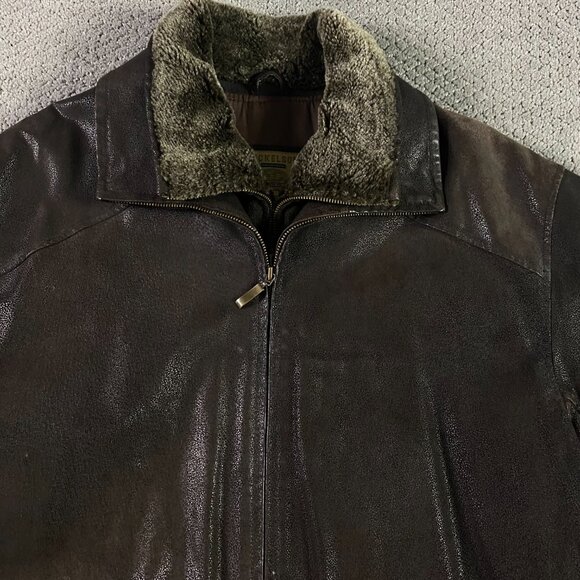 Nickelson Leather Jacket Men's Large Fits like XL Brown Double Zipper - Picture 2 of 14